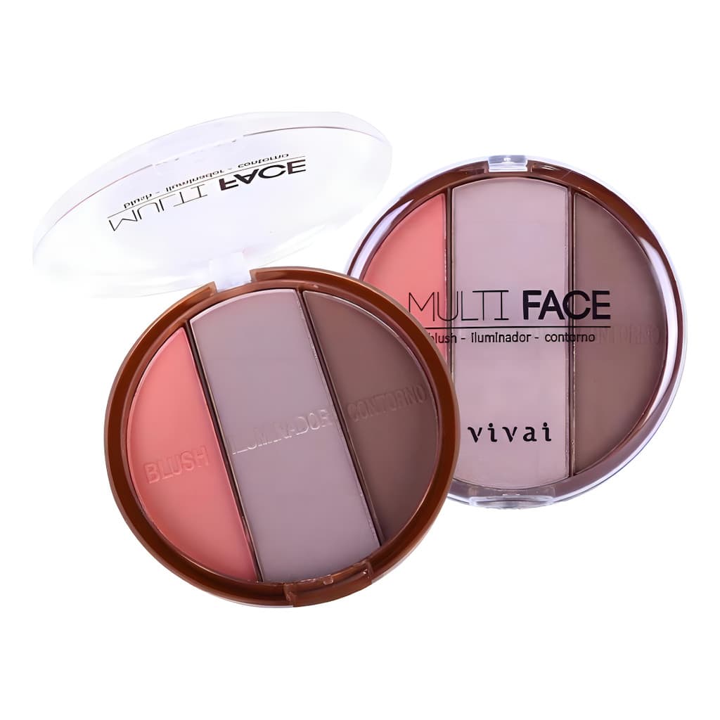 Paleta Trio Blush Iluminador Multiface Vivai 3 Tons