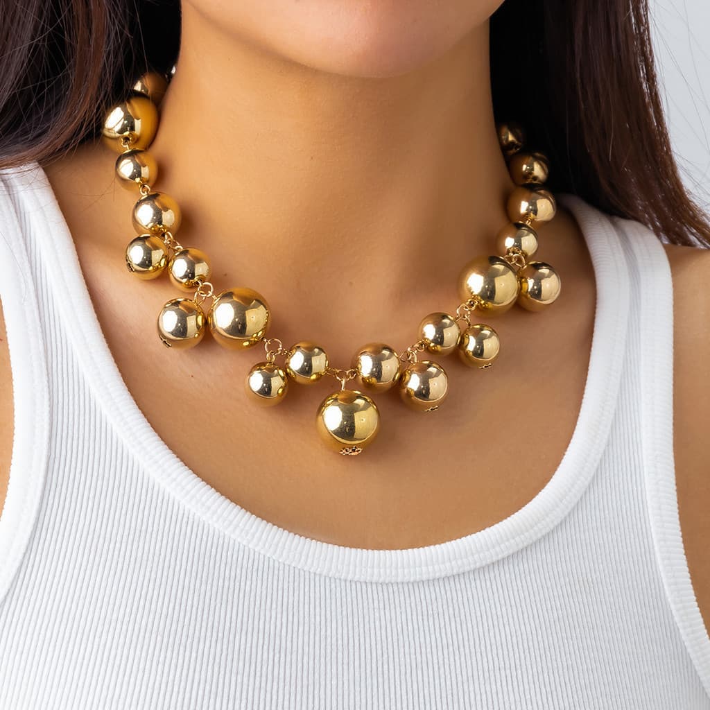 Colar de Corrente com Contas Grandes de Acrílico CCB Exagerado para Mulheres, Choker Grosso Vintage, Joias Góticas Steam
