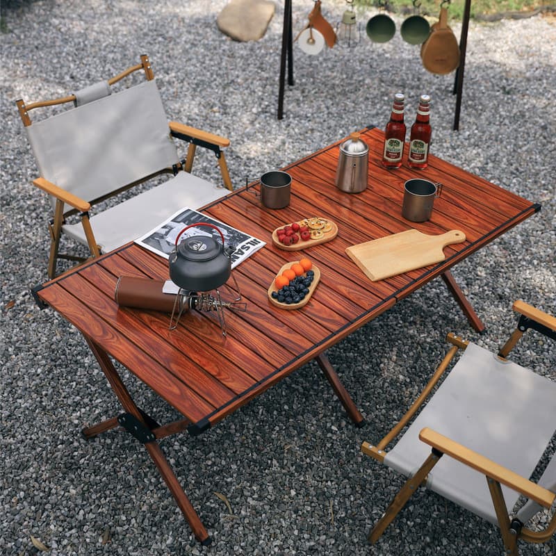 Mesa de rolo de ovo de liga de alumínio ao ar livre portátil piquenique churrasco equipamento de acampamento auto-conduç