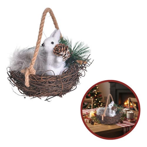 Cesto Ninho Esquilo Decoração Natal Mesa Casa Wincy Pequeno Marrom