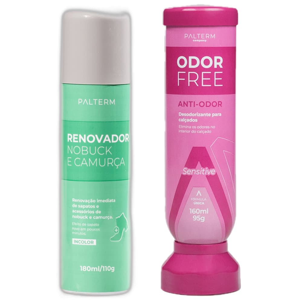Kit Renovador de Couro Nobuck e Camurca Incolor e Desodorante para Calçados Odor Sensitive - Palterm