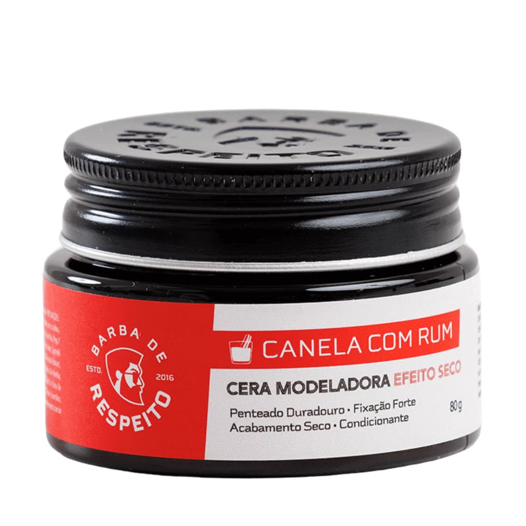 Cera Modeladora Efeito Seco para Masculino Barba de Respeito Canela com Rum Fixação Forte 80g