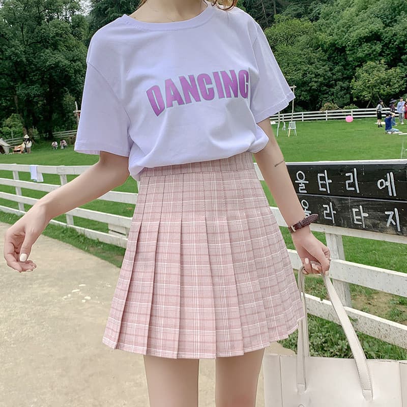 Saia plissada feminina verão 2023 novo estilo tamanho grande estilo Preppy cintura alta outono inverno saia xadrez a lin