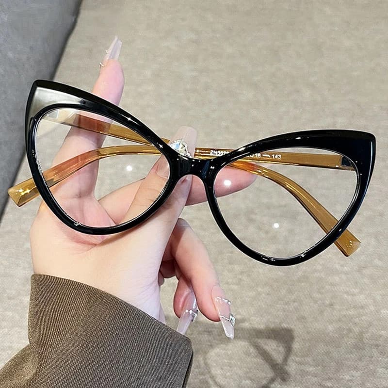 Óculos Anti Luz Azul de Grande Tamanho para Mulheres, Lentes Gradientes, Estilo Olho de Gato