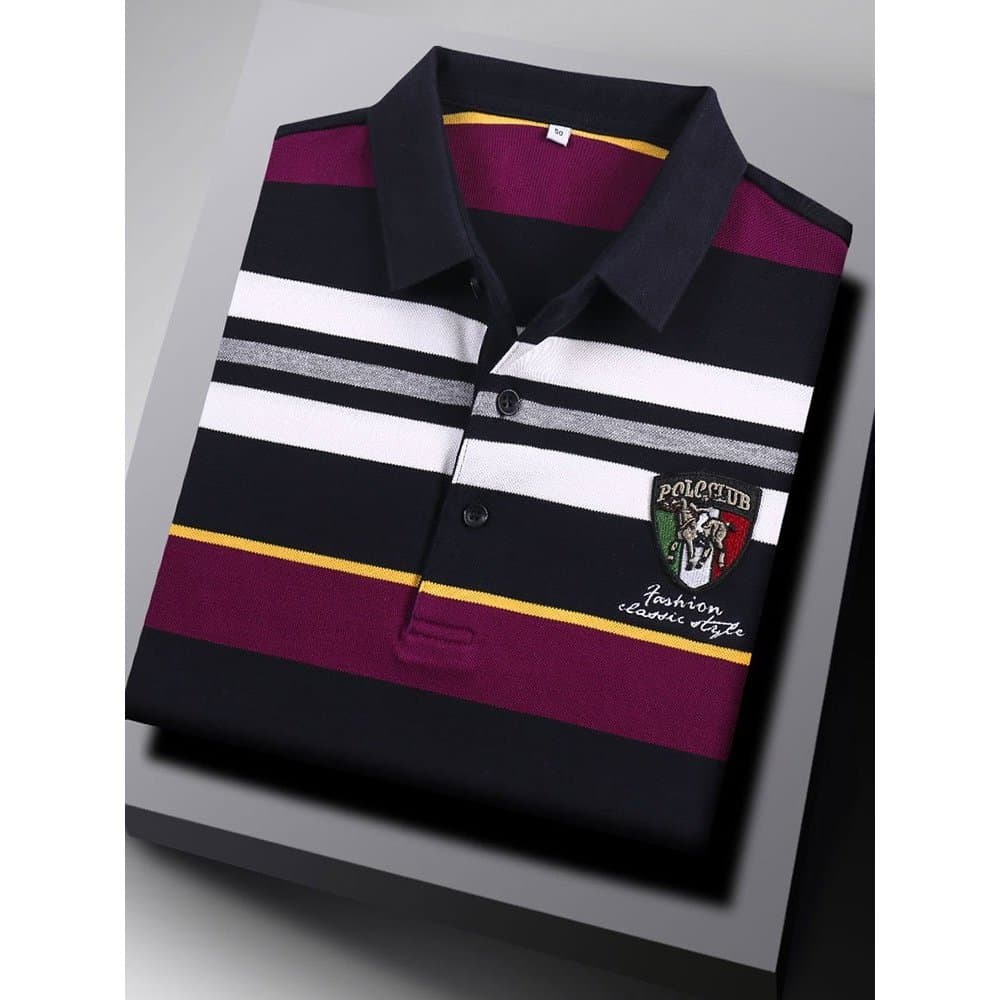 Marca masculina exterior Wear listrado de manga comprida camiseta masculina puro algodão Paul Casual roupas superiores H