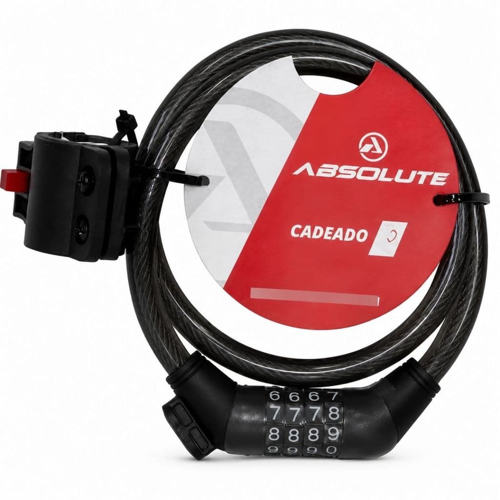 Tranca Cadeado 12mmx80cm Espiral Segredo Absolute Bike