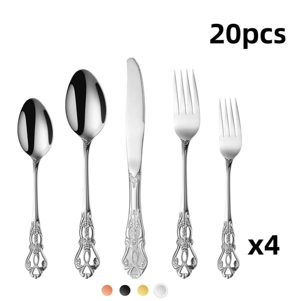 20 Peças Lindo Conjunto De Talheres Retrô Royal Rainbow De Aço