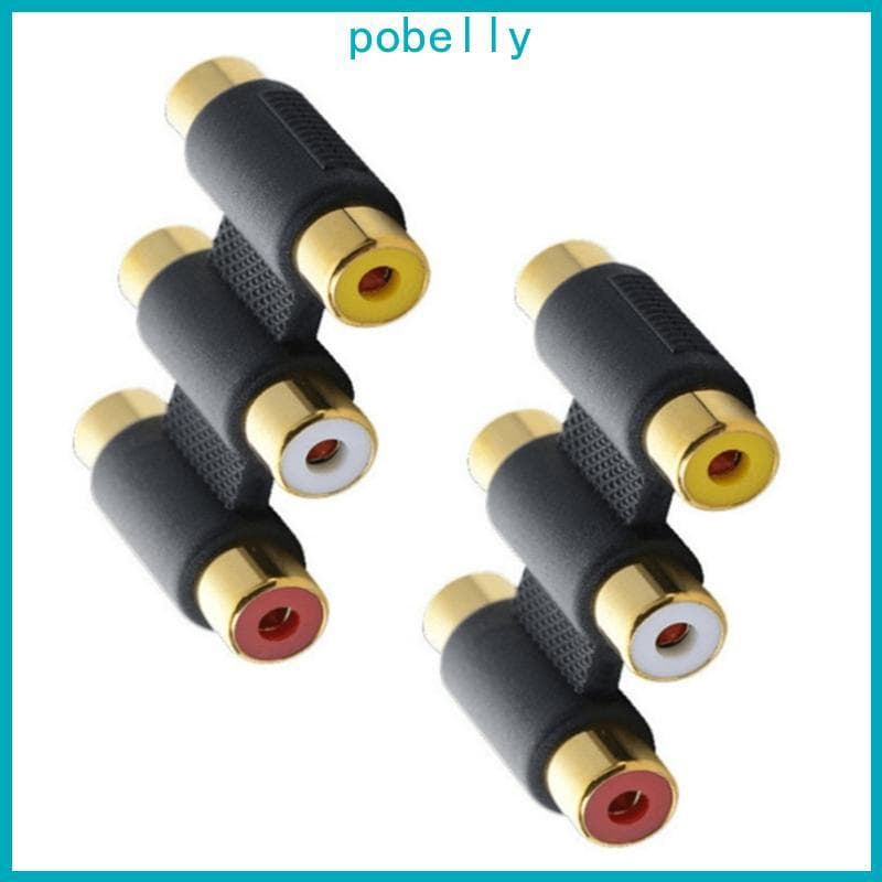Pob 2 Peças 3RCA Conectores Acoplador Banhados A Ouro Fêmea Para Estender Cabos AV Perfeitamente