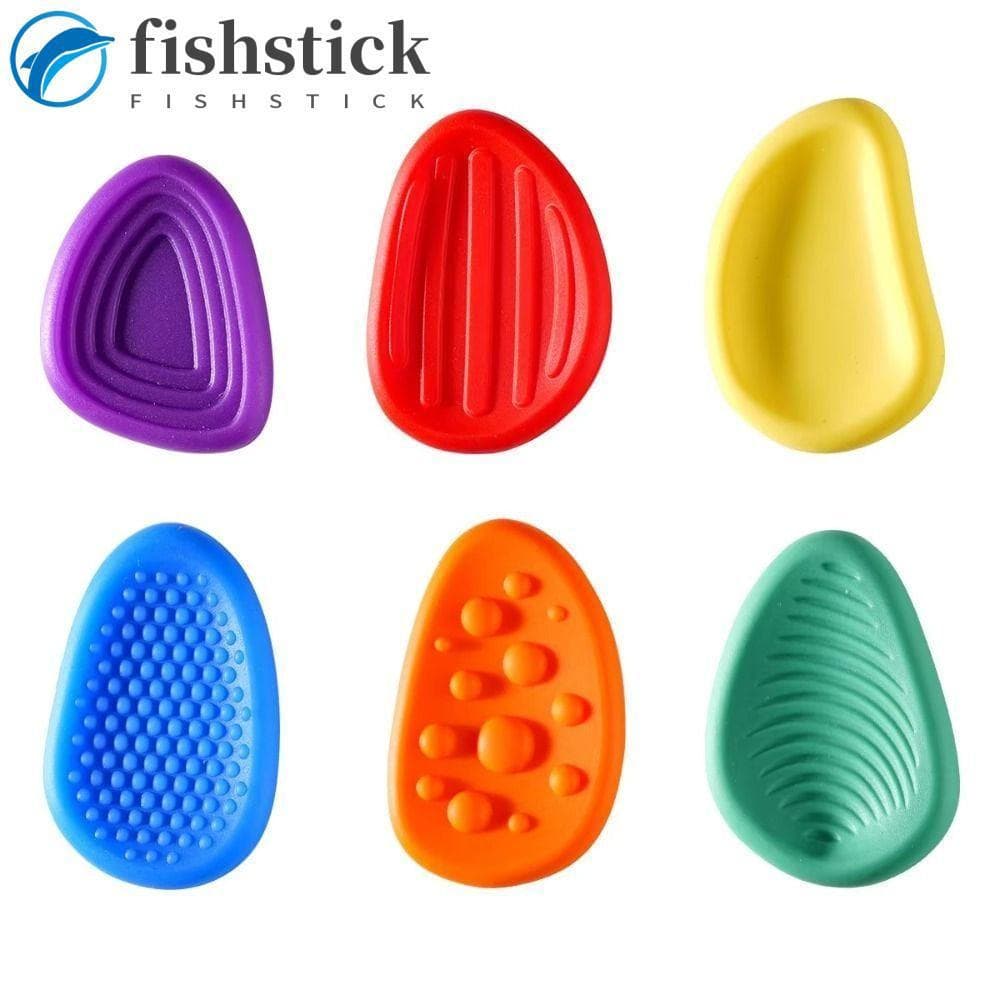 FISHSTICKA 6 Pçs/set Crianças Pedra Sensorial , Silicone Relaxante Macio Preocupação Fidget Brinquedo , Criativo