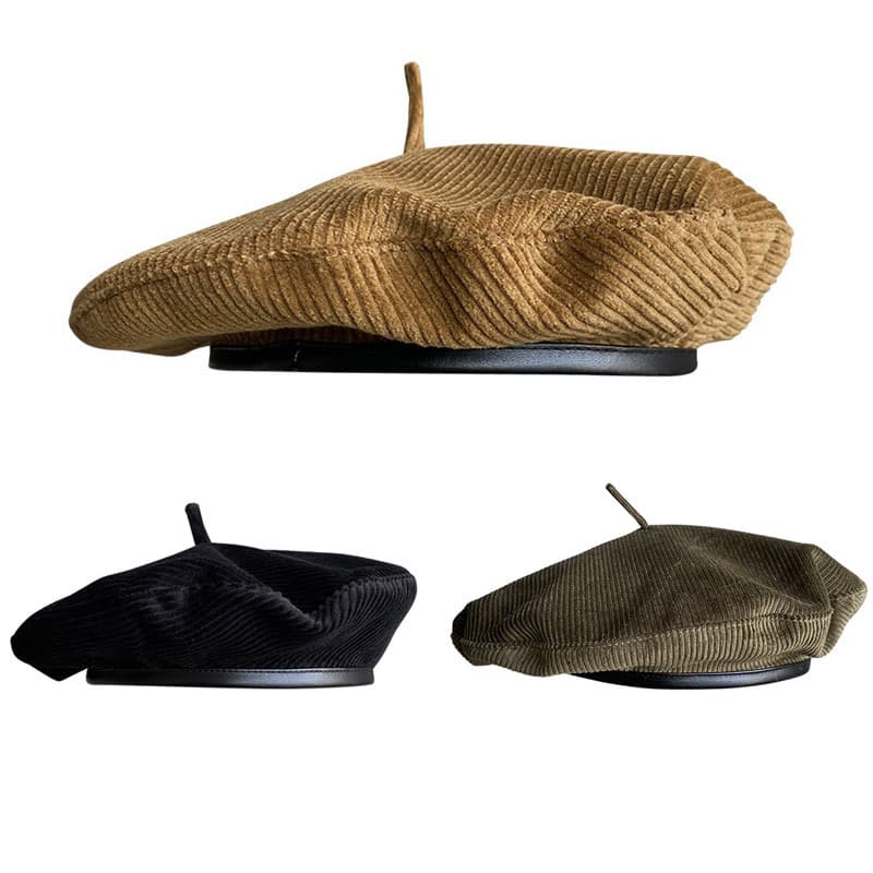 Outono inverno veludo camelo boina feminino temperamento pintor chapéu pequeno rosto boina chapéu elegante All-Match cha