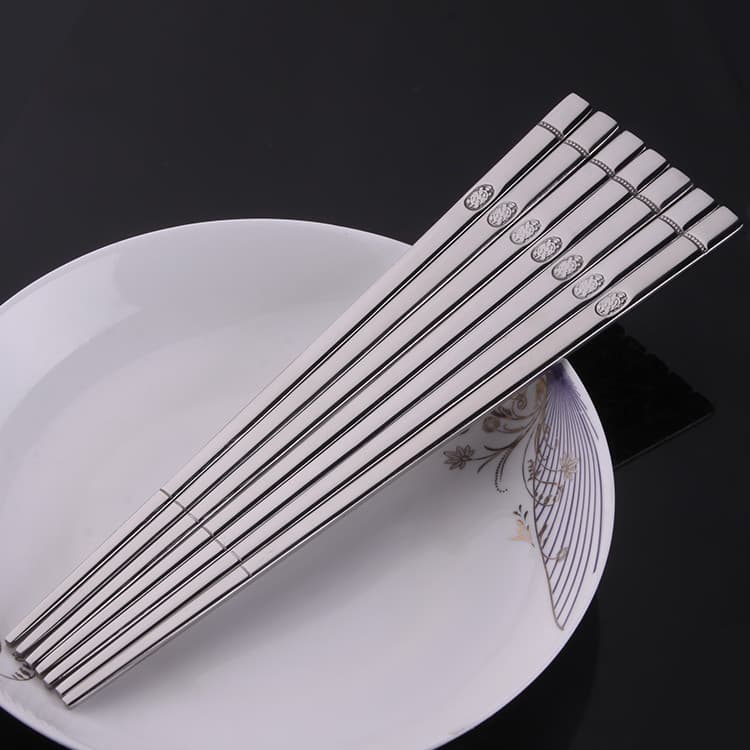Colher de tartaruga de longevidade de aço inoxidável pauzinhos planos conjunto de pauzinhos sólidos simples alça longa c
