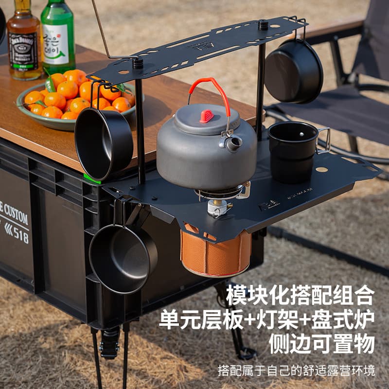 Mesa dobrável para acampamento ao ar livre, grande caixa de armazenamento de madeira, equipamento de acampamento, mesa d