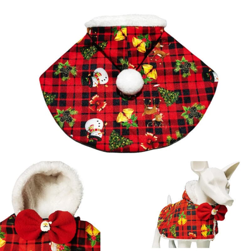 Capa de Natal para Animais de Estimação, Acessórios para Pets, Conjunto de Capa e Chapéu de Natal para Gato, Cachecol de