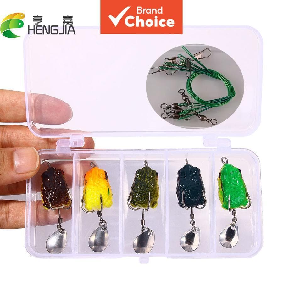 Isca de Peixe HENGJIA Isca Mini Rã Thunder 5 Peças 2,5cm 3,1g Com Anzol Duplo Preta Isca Artificial com Sapo Barbado