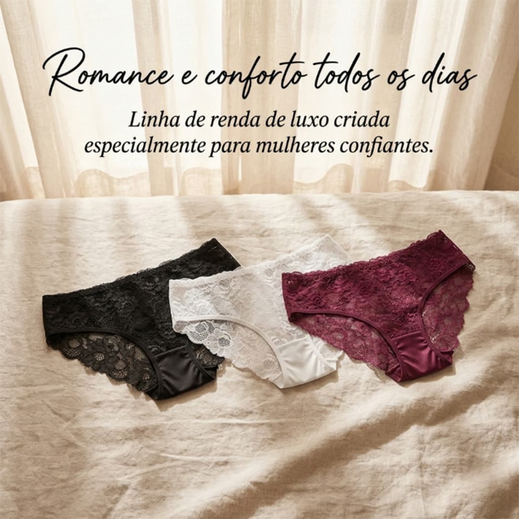 Kit 4 calcinhas renda com microfuros dissipam suor naturalmente seguro para mulheres grávidas