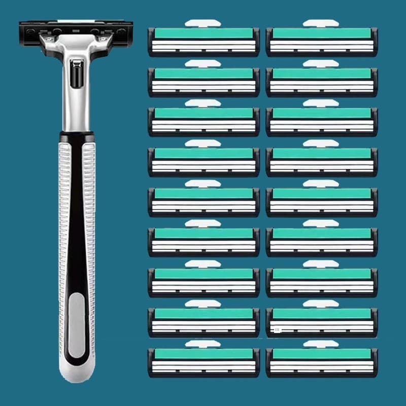 Geelys navalha de aço inoxidável, camada dupla, à moda antiga, Manual, faca de barba, barbear facial, lâmina de barbear