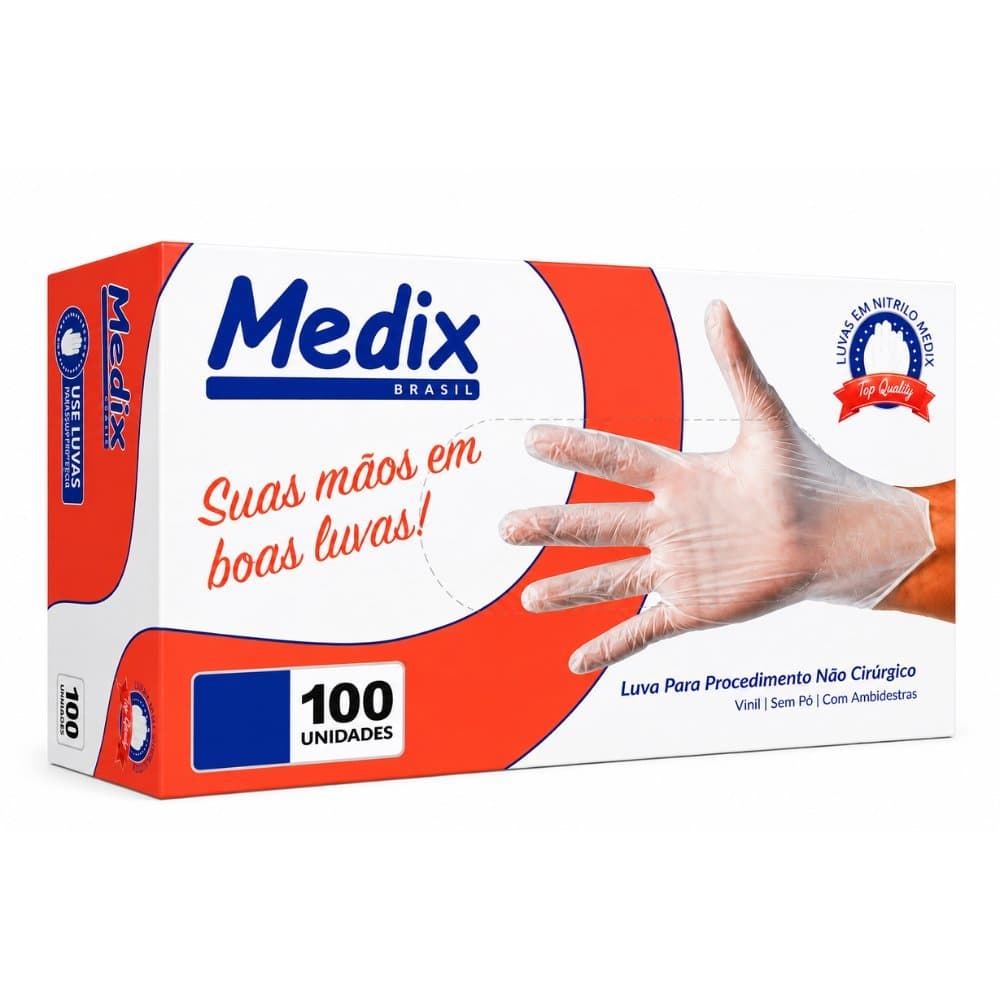 LUVA VINIL USO GERAL C/PO100UND MEDIX M