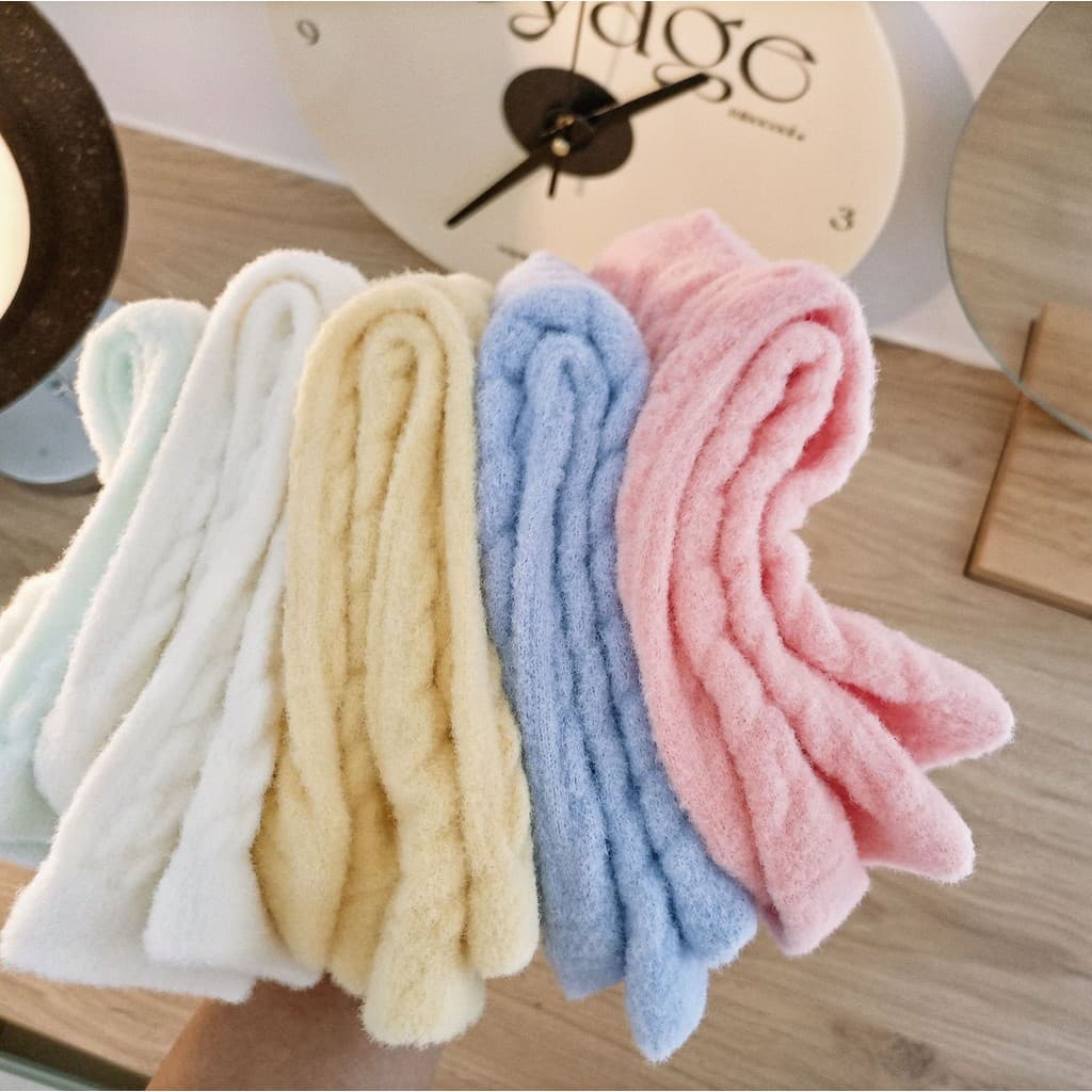 Outono inverno ins creme casa quente imitação de lã de vison meias de dormir meias de chão engrossadas cor sólida tridim