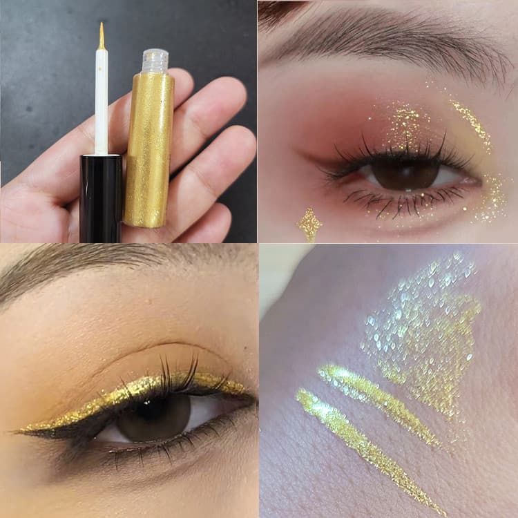 Novo estilo brilhante delineador líquido fino brilhante sombra líquida iluminando deitado bicho da seda caneta prata cor