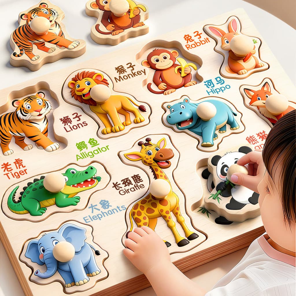 Mão Grab Board quebra-cabeça Montessori educação precoce brinquedos infantis 1 a 3 anos de idade quebra-cabeça bebê inte