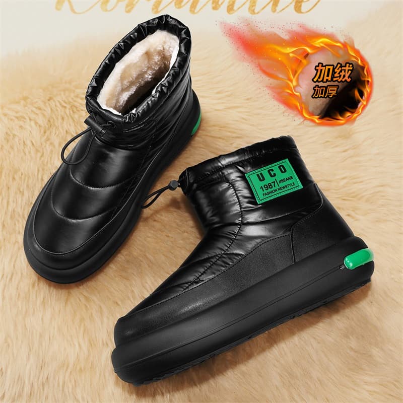 Botas de neve integradas de pele sapatos masculinos forro de lã de inverno engrossado quente nordeste sapatos grandes de