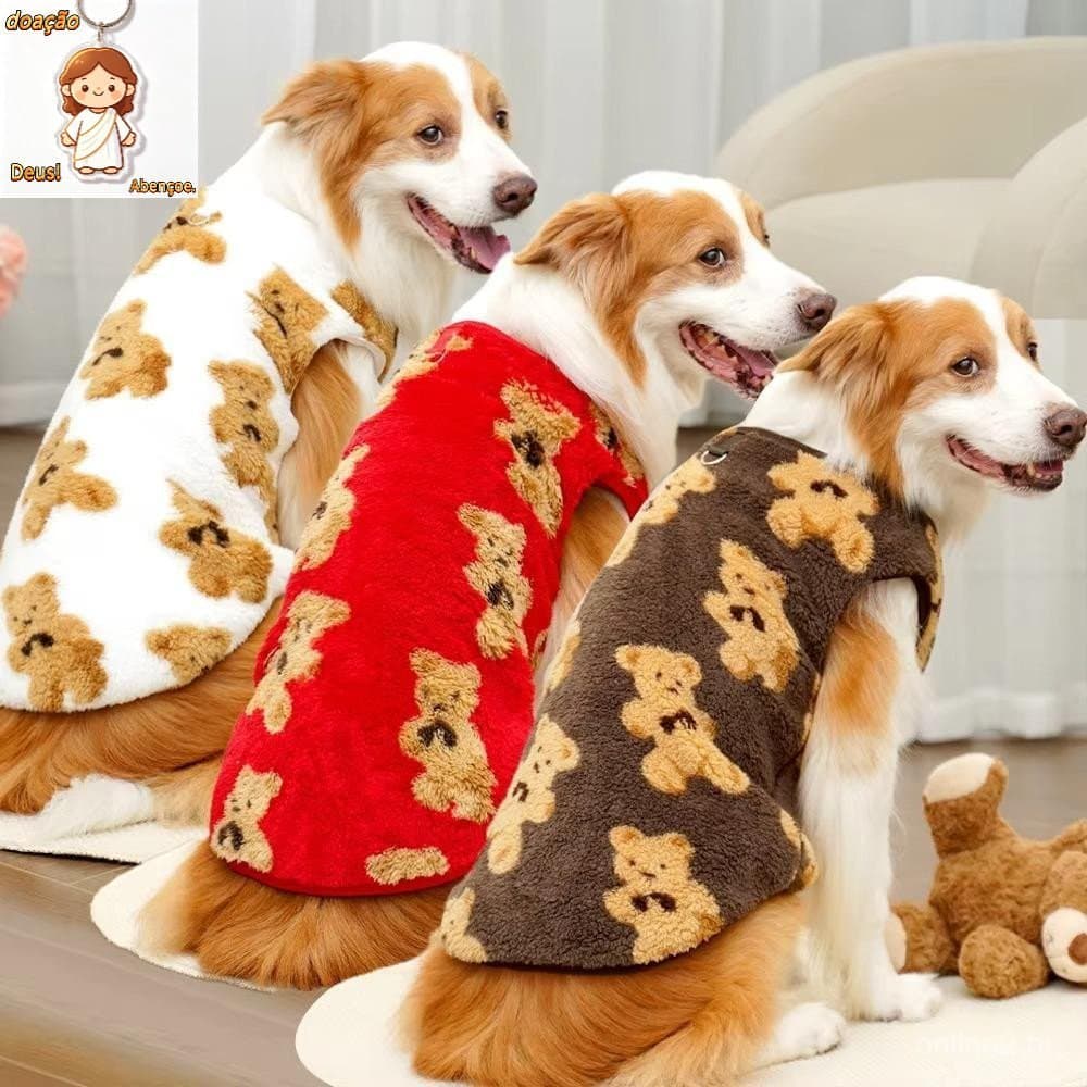 Colete Para Cachorro , Suéter , Lã Quente , Roupas De Inverno , Estampa De Urso Fofo 3XL-9XL Pitbull