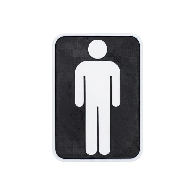 Placa Sinalização Banheiro Masculino 3D Preta Ecológica Porta Parede Premium