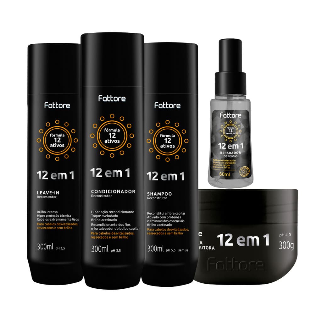 Kit Fattore 12 em 1 Profissional Hidratação Profunda