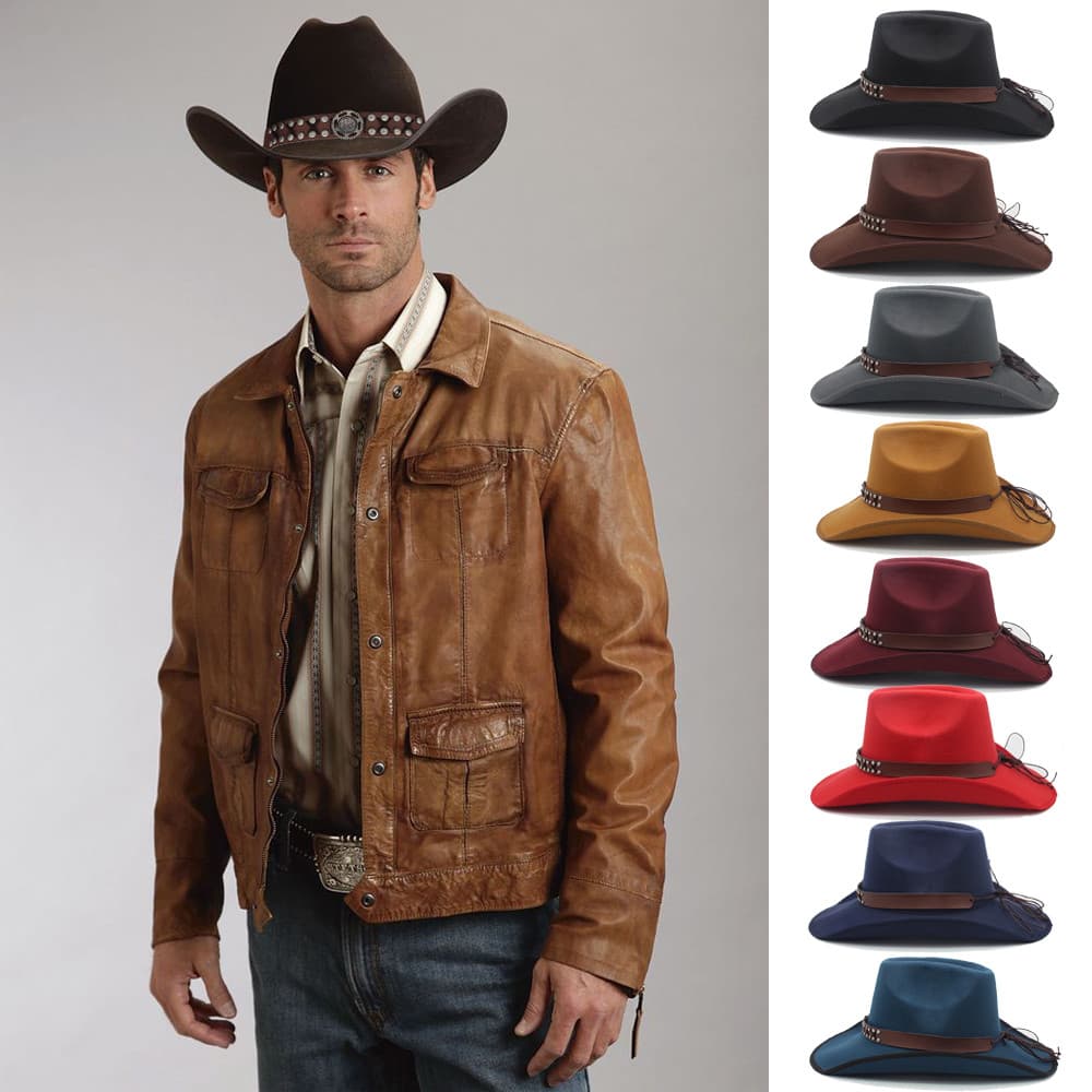 Primavera outono inverno das mulheres dos homens equitação chapéu de feltro de lã ocidental chapéu de Cowboy britânico e