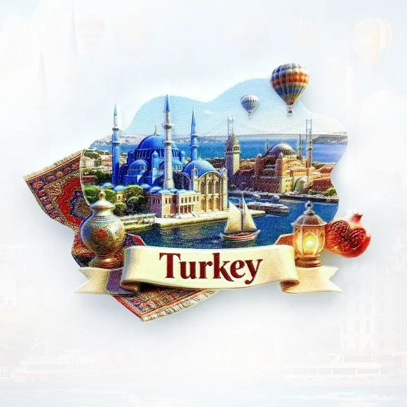 Ímã de Geladeira de Istambul, Turquia - Souvenir Icônico com Silhueta 3D da Cidade, Presente Único da Herança Otomana DO