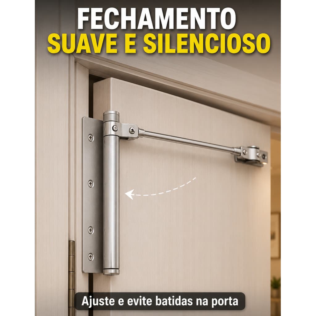 Mola Inox Fecha Porta Automático Ajustável 25kg Dobradiça com Mola Banheiro Quarto