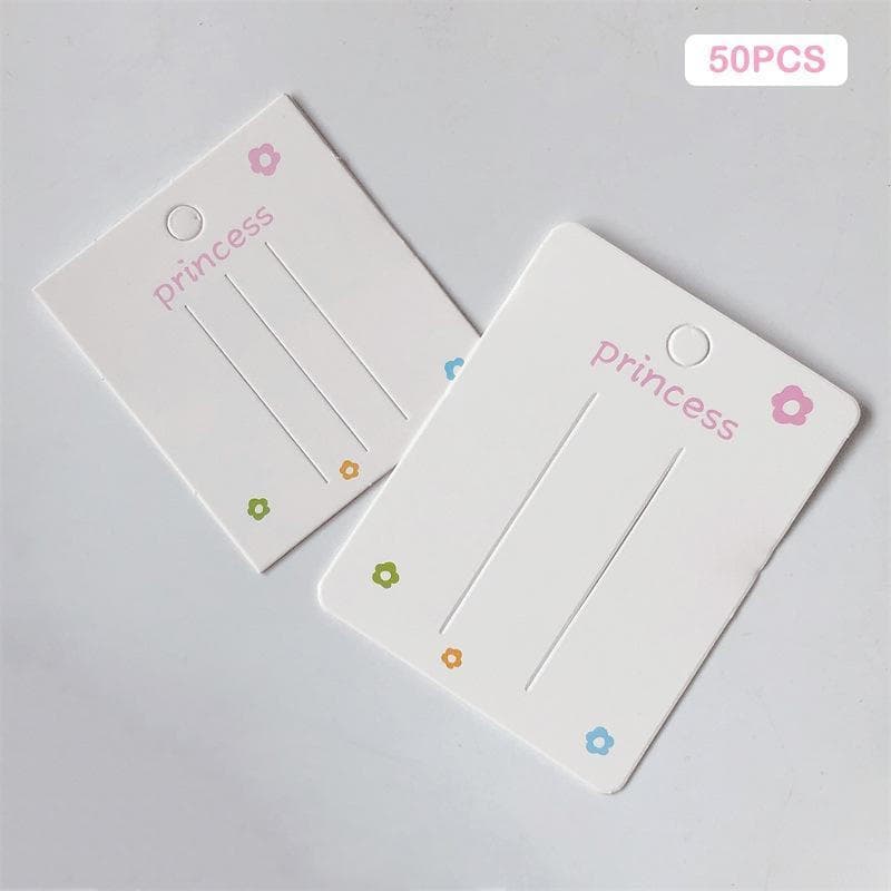 50 cartões de papel em branco para grampos de cabelo, acessórios para exibição de joias, suporte de exibição de moda