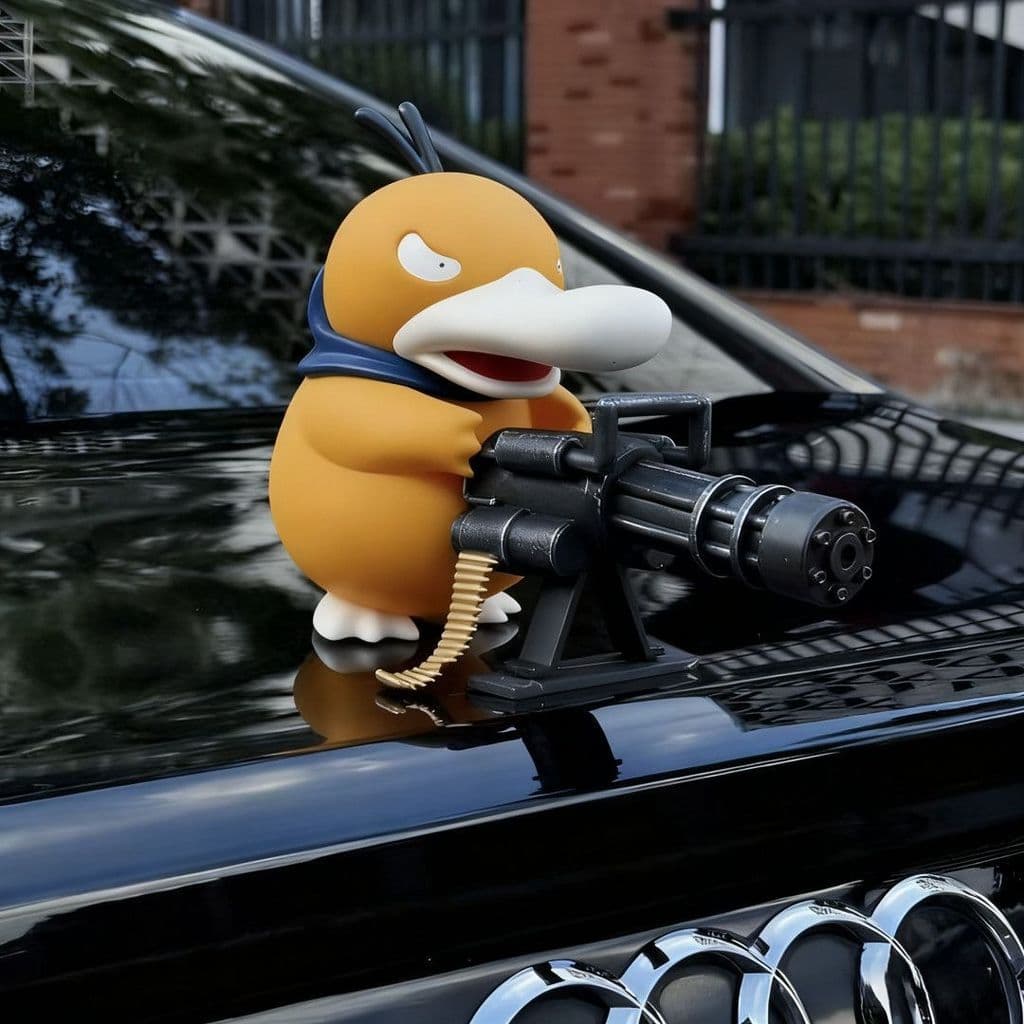 Carro Bandit Gatling pato ornamentos Console central telhado traseiro criativo engraçado boneca
