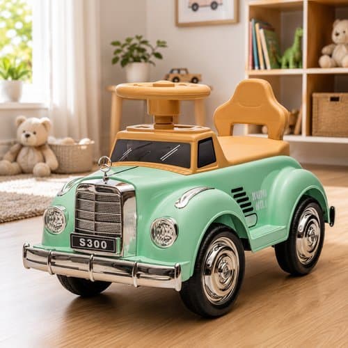 Carrinho Eletrico Infantil Vintage Verde Veiculo Automatico Criança Passeio Seguro