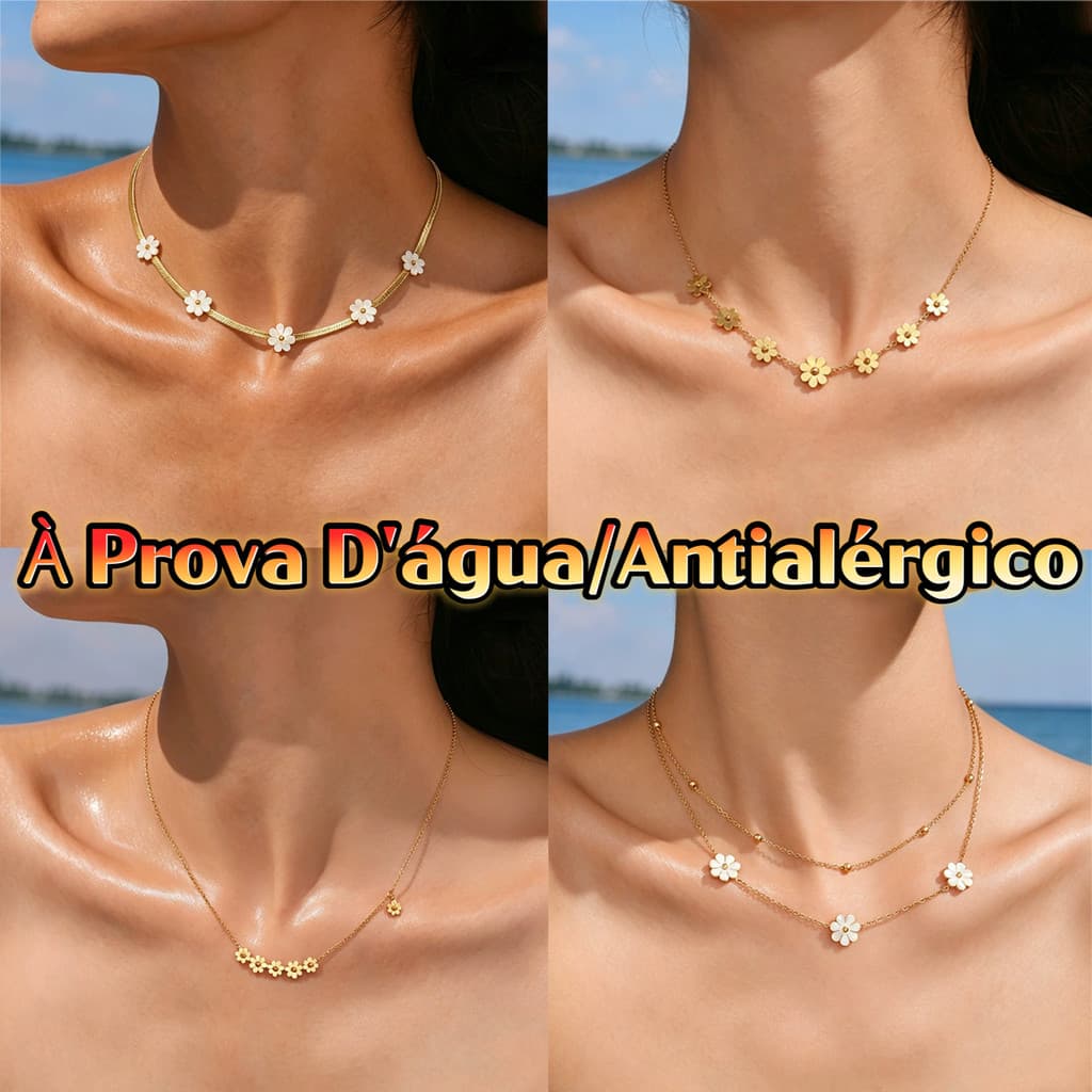 Colar requintado banhado a aço titânio ouro 18K não desbota à prova d'água presente de dia das mães para namorada