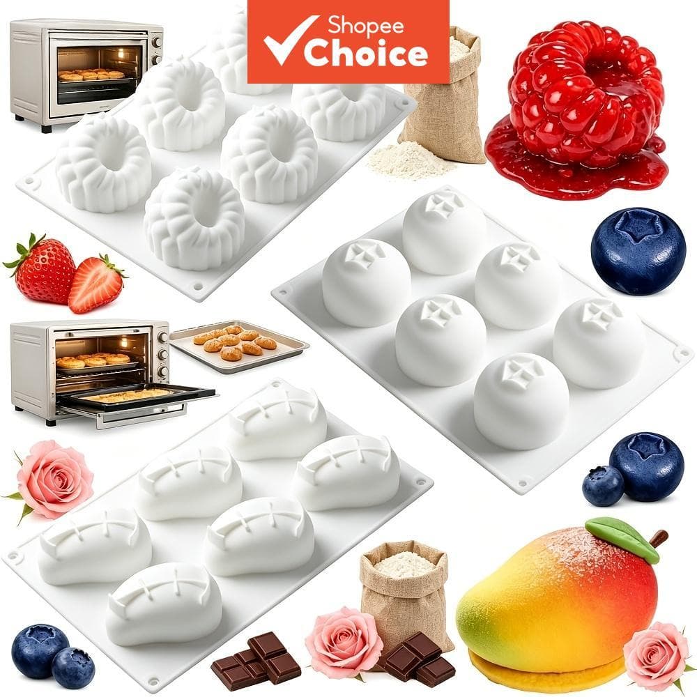 Molde De Silicone Em Forma De Frutas , Três Peças , Manga , Framboesa , Mirtilo , Antiaderente Para Mousse De Chocolate