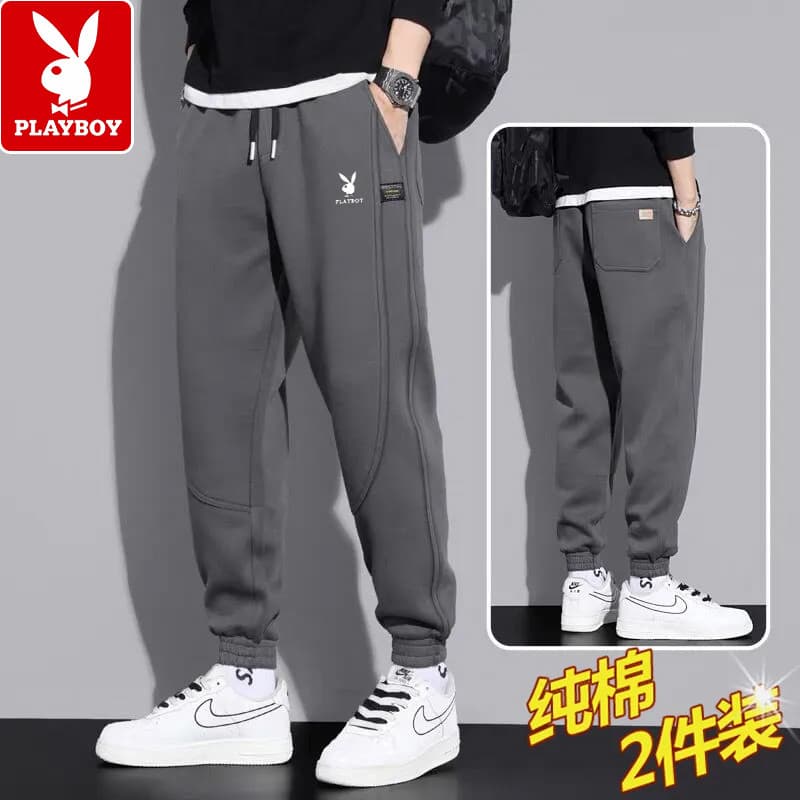 Playboy calças de algodão puro masculinas 2024 primavera outono novo estilo calças esportivas casuais All-Match calças s