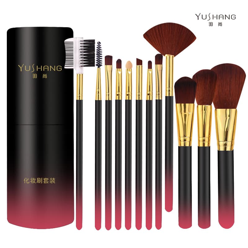 maquiagem barata mini pincel maquiagem kit pincel maquiagem profissional Yushang 12 peças conjunto completo pincel gradi
