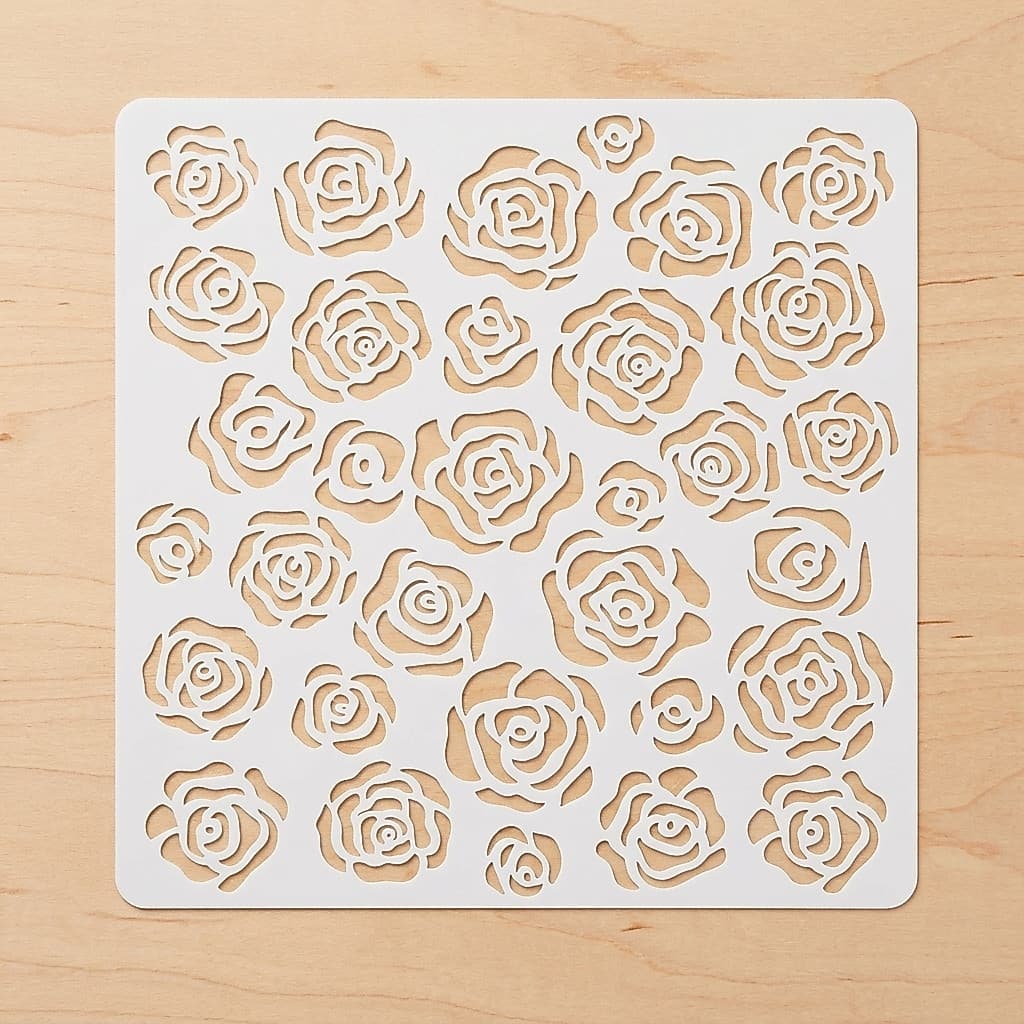 Stencil Floral 18x18cm Decoração Bolo Confeitaria Pintura Artesanato Reutilizável