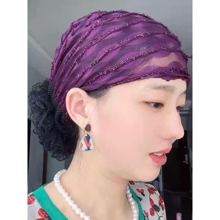 Boné de cabeça de renda, cabelo branco careca, Ultra-leve, redução de idade, estilo ocidental, pulôver, fundo étnico, ca