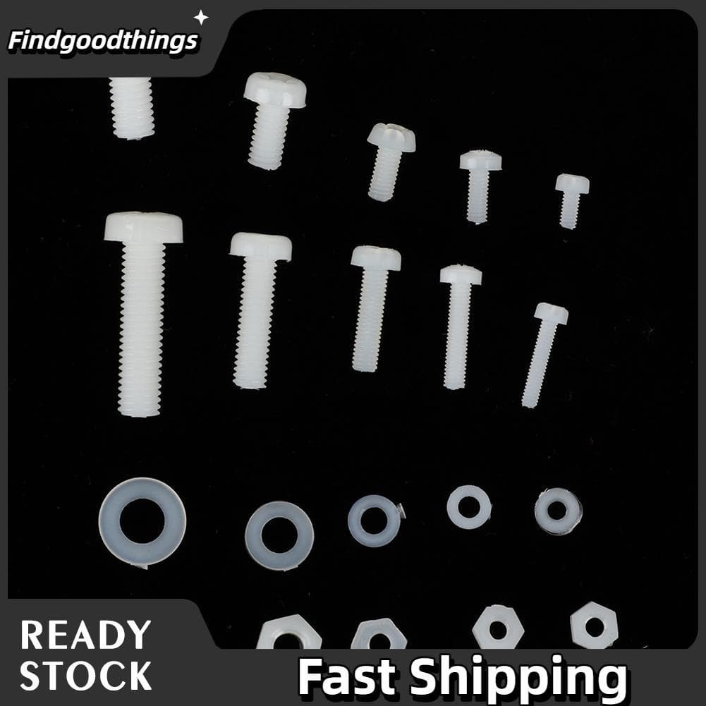 findgoodthings-br Kit de arruela de porca de parafuso de nylon 270 unidades Conjunto de junta combinada M3 para