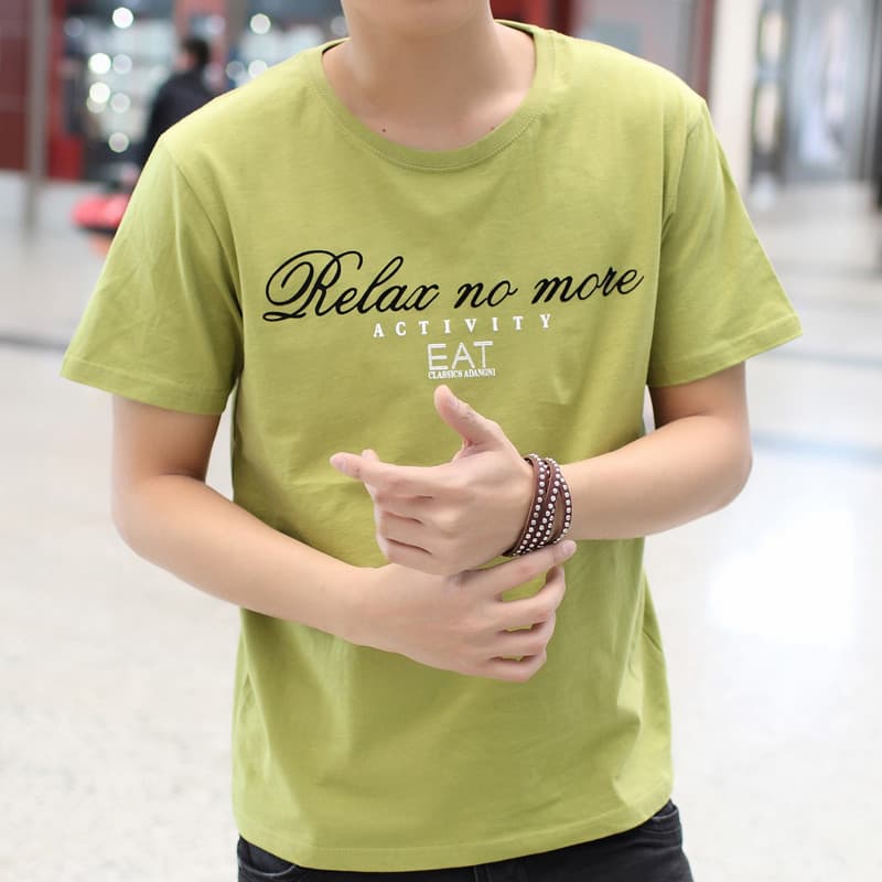 Camiseta de manga curta verão roupas masculinas camisa de fundo em torno do pescoço Plus Size puro algodão impresso na m