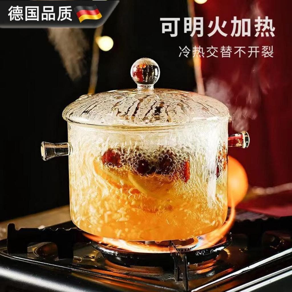 Pote de vidro para queima direta Keming Fire Panela de vidro com alto teor de borosilicato Fogão elétrico para cerâmica
