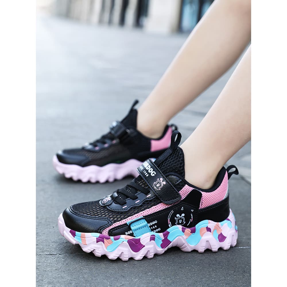 Bobo meninas sapatos esportivos verão novo estilo respirável malha sapatos das crianças única malha sapatos médio grande