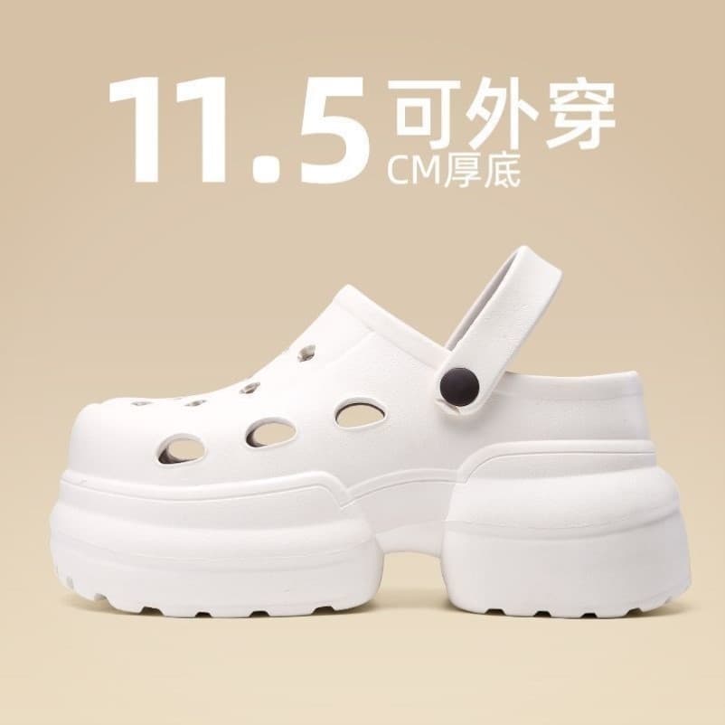 Ultra-alto salto buraco sapatos femininos verão 2026 novo estilo exterior Wear Anti-deslizamento de sola grossa praia Ba