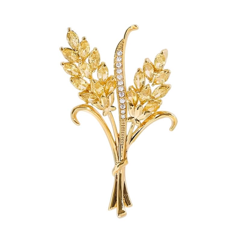 Broche de Buquê de Espigas de Trigo para Mulheres, Broche de Cristal Versátil e Único, Alfinete de Design Exclusivo, Ace
