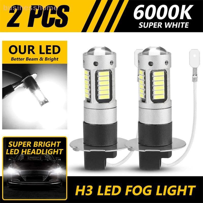 < busines > 2 Pçs Carro H3 LED Luzes De Nevoeiro Lâmpadas De Alta Potência Diurnas Super Brilhante 6000K Lâmpada Branca