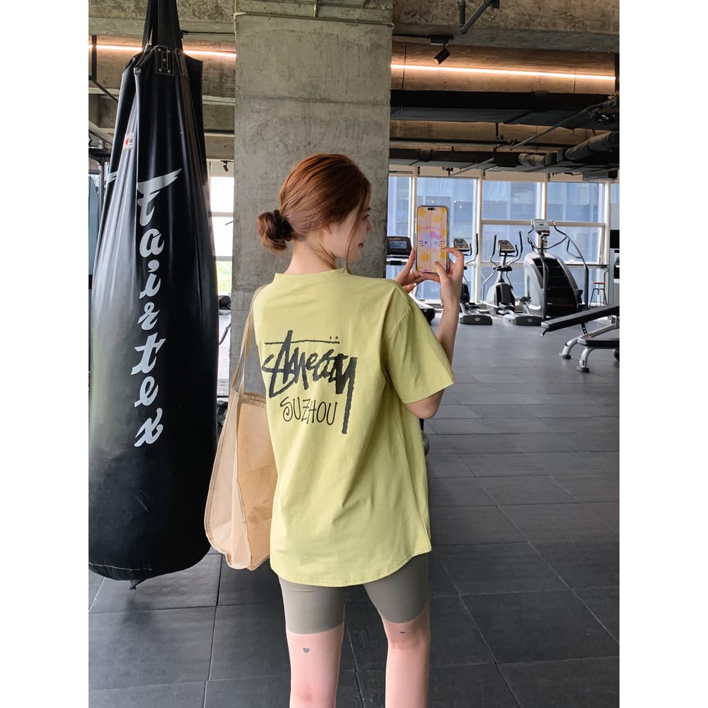 Voltar carta esportes camiseta feminina mais magro olhar solto tamanho grande gordura mm roupas de Yoga de secagem rápid