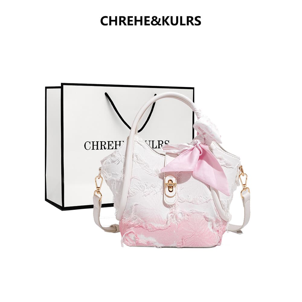 CHREHE & KULRS Nicho Design Gradiente Pó Cesta de Vegetais Bolsa Feminina 2026 Novo Estilo Balde Bolsa de Ombro Bolsa Me