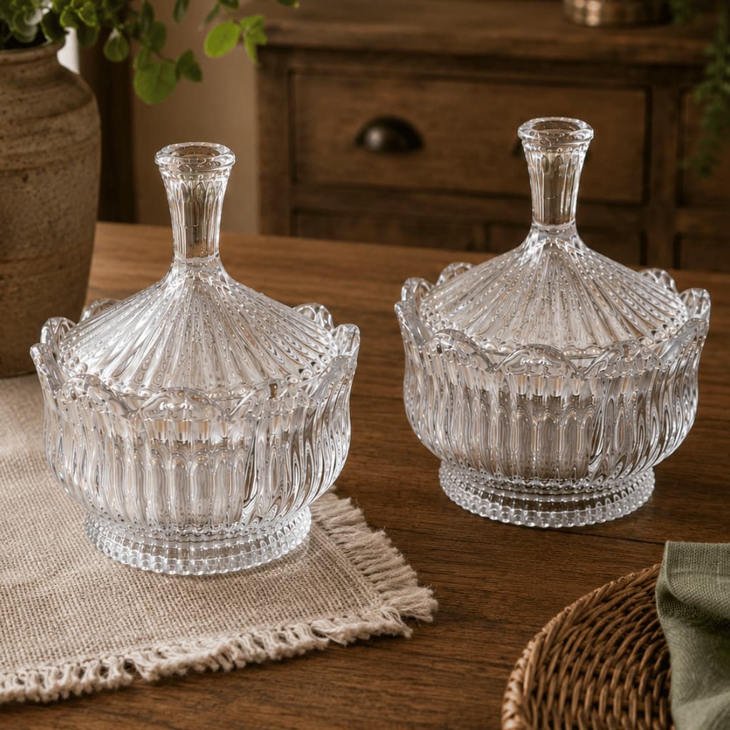 Bomboniere De Vidro LATINO Com TAMPA  Alta Qualidade Cozinha Decoração Louça Porta Doces e Balas
